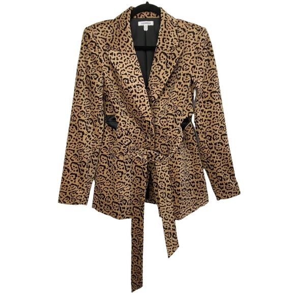 Good American Fit & Flatter Leopard Print Velveteen Blazer in Caramel Leopard, S - Picture 8 of 15